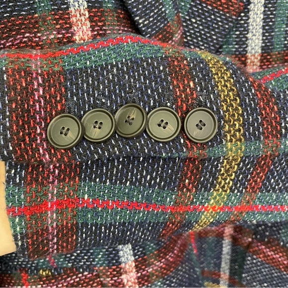 Veronica Beard Zane Plaid Dickey Blazer Size 14 Blue Red Green - Picture 6 of 11